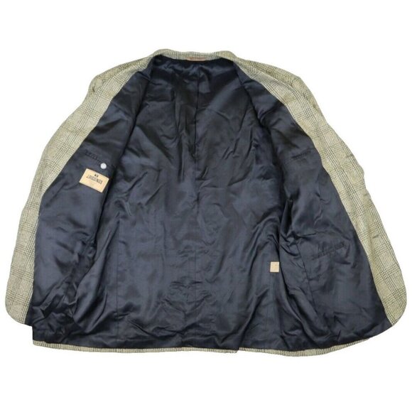 J. RIGGINGS - BEIGE & BLACK PLAID WOOL SILK BLEND BLAZER JACKET SPORT COAT 44R - Picture 4 of 11